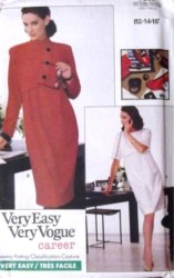 7382 EZ VOGUE STRAIGHT SHORT - LONG SLEEVE DRESS, OVERLAY CAREER PATTERN 18-22 